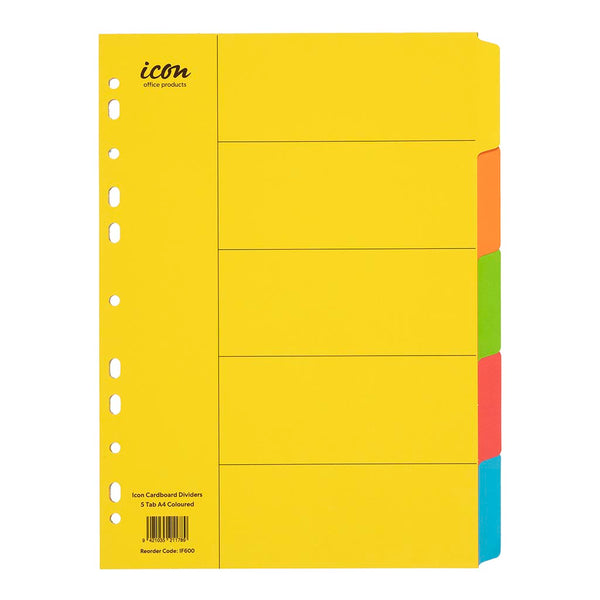 Cardboard Dividers 5 Tab Coloured