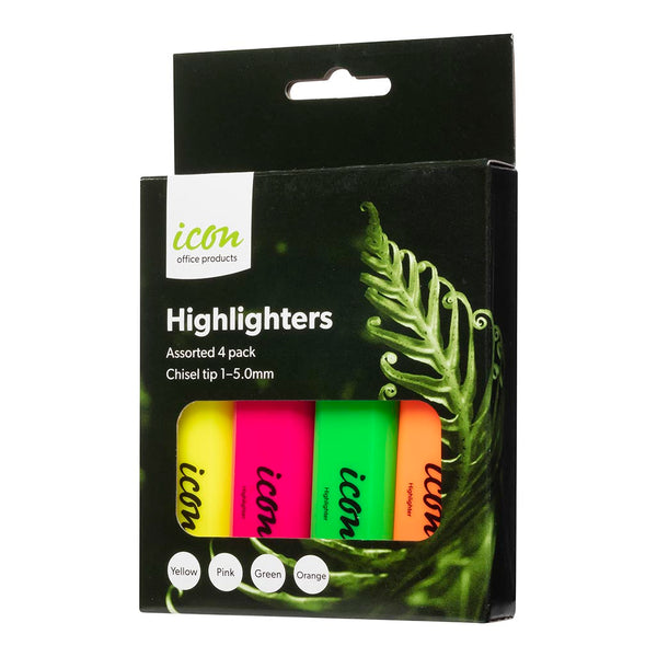 Highlighter Chisel Tip Asst, Pack of 4
