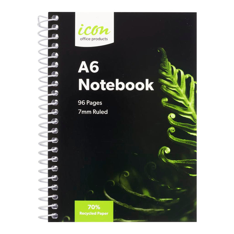 Spiral Notebook A6 Soft cover 96 pg 70% Rec