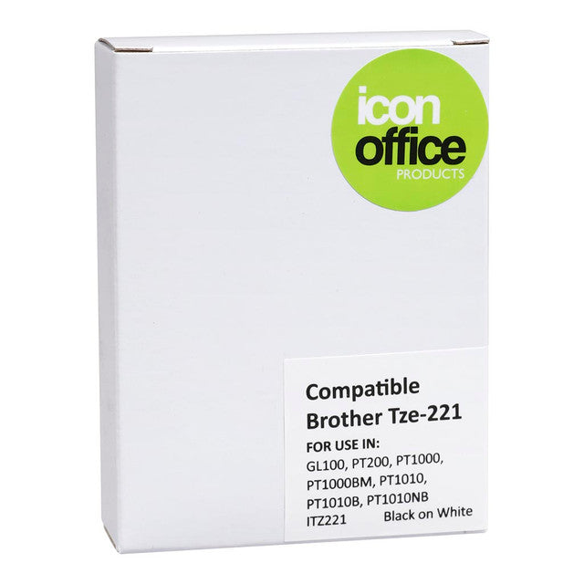 Icon Compatible Brother TZ Tape 9mm Black on White