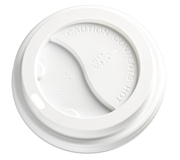 PS Plastic Cup Lids - White, 62mm Diameter (1000)