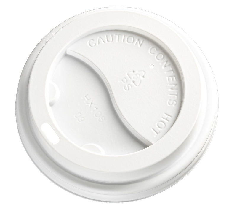 PS Plastic Cup Lids - White, 90mm Diameter (1000)