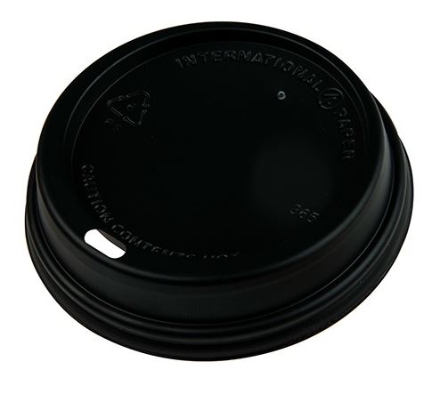 PS Plastic Cup Lids - Black, 90mm Diameter (1000)