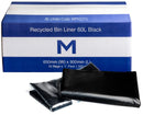 Recycled Bin Liner w/Handles 60L - Black, 650mm x 900mm x 30mu (350)