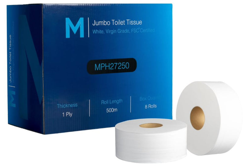 Jumbo Toilet Tissue 1 Ply 500m (8 rolls box)