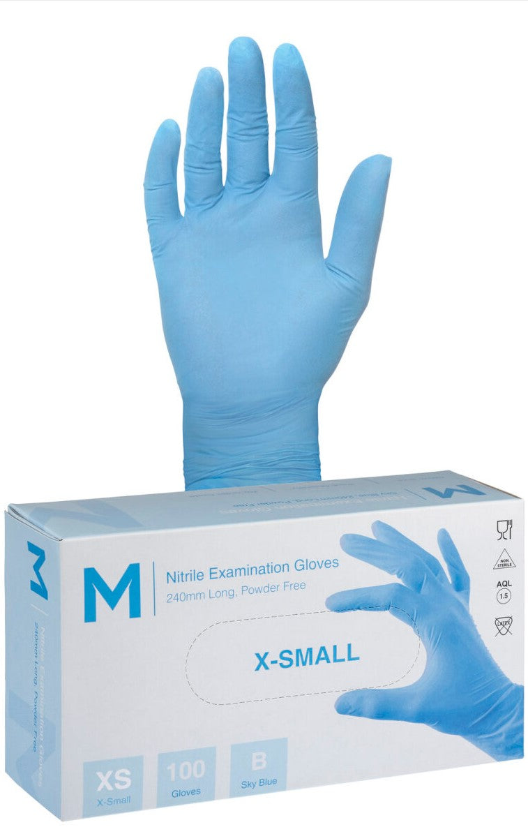 Nitrile Sky Blue Gloves 5.0g XS (1000 gloves)