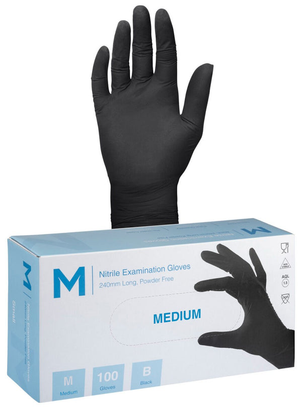 Nitrile Black Gloves 7.0g Medium (1000 gloves)
