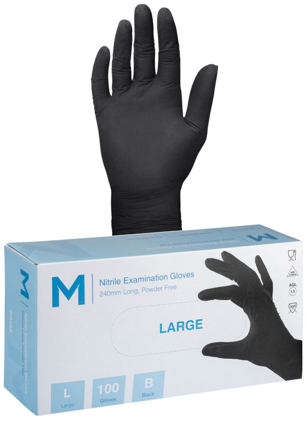 Nitrile Black Gloves 7.0g Large (1000 gloves)