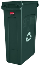 Rubbermaid slim jim container with venting channels 87L recycling