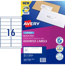 Avery Address Labels Sure Feed Laser Printer 952002 / L7162 99.1 x 34mm 16 Per Sheet Pack 320