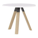 Ligna Meeting Table 900 Diameter White Top Oak Legs