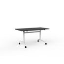 Team Flip Table 1400wx700d Black Oak Top / White Frame