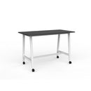 Cubit Bar Leaner With Castors 1600dx800w White Frame/black Top