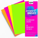 Create&Innovate Colour Paper 80gsm A4 4 Fluoro Colours Pack 100
