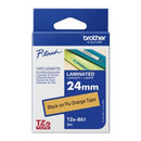 Brother P-Touch Labelling Tape Laminating TZe-B51 24mm x 5m Black On Fluoro Orange