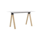 Ligna Bar Leaner 1800 x 900 White Radius Top Oak Legs