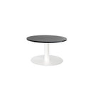Lunar Coffee Table 600Dia Black Woodgrain Top White Base
