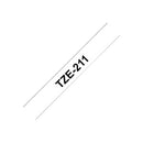 Brother P-Touch Labelling Tape Laminating TZe-211 6mm x 8m Black On White
