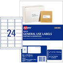 Avery General Use Labels 938201 / L7159GU 64 x 33.8mm 24 Per Sheet WhitePack 2400