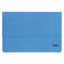 Okin Document Wallet Cardboard Foolscap Blue Pack 10