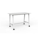 Cubit Bar Leaner With Castors 1600dx800w White Top/white Frame