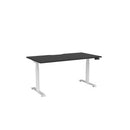 Haven Electric Single Sided Desk 1500x800 Black Top Scallop White Frame