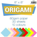 Create&Innovate Origami Colour Paper 80gsm 8 x 8in 10 Assorted ColoursPack 30