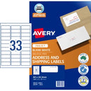 Avery Address Labels Quick Peel Sure Feed Inkjet 936058 / J8157 64 x 24.3mm 33 Per Sheet Pack 1650