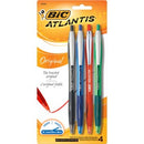 Bic Atlantis Ballpoint Pen Retractable Medium 1.00mm Assorted ColoursPack 4