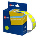 Avery Dot Stickers Dispenser 937294 14mm Round Fluoro Yellow Pack 700