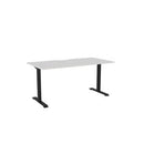 Haven Fixed Single Sided Desk 1600x800 White Top Scallop Black Frame
