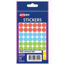 Avery Dot Stickers Permanent 932294 12mm Round Assorted Colours Pack 162