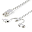 Startech LTCUB1MGR Lightning USB C MicroUSB to USB A Cable 1m