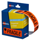 Avery Pre-Printed Dispenser Labels 'Fragile' 937252 64 x 19mm Pack 125