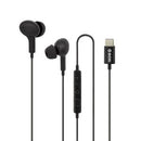 Moki Wired Earphones USB-C with Inline Mic & Control Black