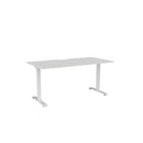 Haven Fixed Single Sided Desk 1600x800 White Top Scallop White Frame