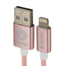 Moki Braided King Size Lightning Syncharge Cable MFI Licensed 3m Rose Gold