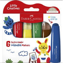 Faber-Castell Little Creatives Colouring Felt Markers Washable Extra Jumbo Assorted Colours Pack 6