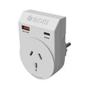 Moki Travel Adaptor Plus Outbound Aus/nz To Europe + Pd20w Typec & Qc3.0 Usba