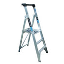 Platform Ladder 3 Step Spring Loaded Castors Silver