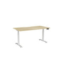 Haven Electric Single Sided Desk 1500x800 Atlantic Oak Top Scallop White Frame