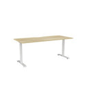 Haven Fixed Single Sided Desk 1800x800 Atlantic Oak Top Scallop WhiteFrame