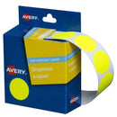 Avery Dot Stickers Dispenser 937295 24mm Round Fluoro Yellow Pack 350