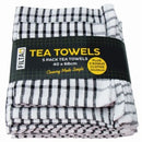 Filta Tea Towel 5 Piece Terry Cotton 2 Bonus Dish Cloths 2mm Black Pack7