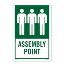 Assembly Point Sign Vinyl On PVC With Screw Holes 300 x 450mm