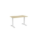 Haven Fixed Single Sided Desk 1200x700 Atlantic Oak Top  Scallop WhiteFrame
