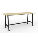 Cubit Bar Leaner With Castors 2400wx900d Atlantic Oak Top/black Frame