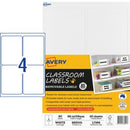 Avery Labels Classroom Removable Laser Inkjet 983001 / L7169 99.1 x 139mm 4 Per Sheet Pack 80