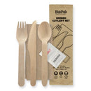 BioPak FSC Wooden Cutlery Set Knife Fork Spoon Napkin Salt & Pepper FSC 160mm Box 100