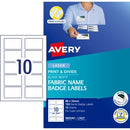 Avery Name Badge Labels Laser Printer Fabric Print & Divide 980040 / L7427 88 x 52mm White Pack 150
